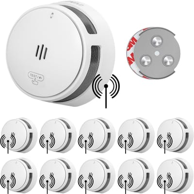 SAVS S10-W Draadloos koppelbare rookmelder - 10 rookmelders met magneet montage - LinkSmart® - 10 jaar batterij - Optioneel WiFi - Infrarood sensor - Koppelbaar brandalarm zonder boren