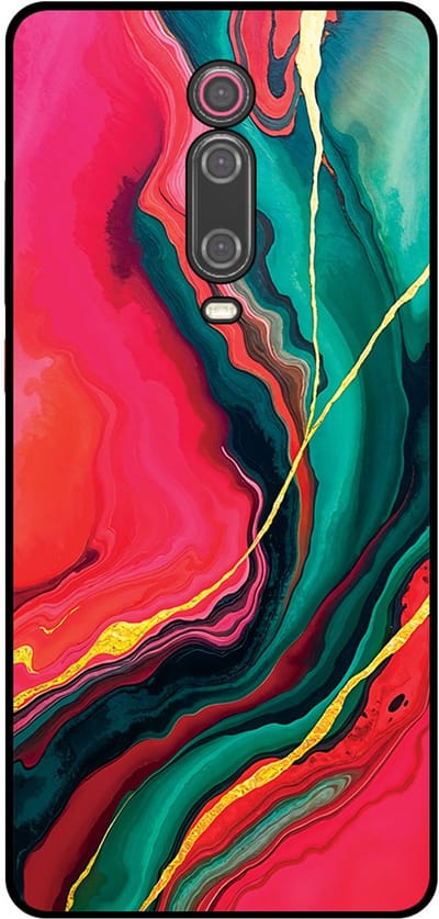 Smartphonica Telefoonhoesje Geschikt voor Xiaomi Mi 9T met Rood Groen Marmer Opdruk - TPU Backcover Case Red Green Marble Design geschikt voor Xiaomi Mi 9T