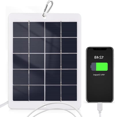 Zonnelader - Zonnepaneel Oplader - Apparaten Opladen - Waterdicht Ontwerp - 3W Vermogen - Zwart