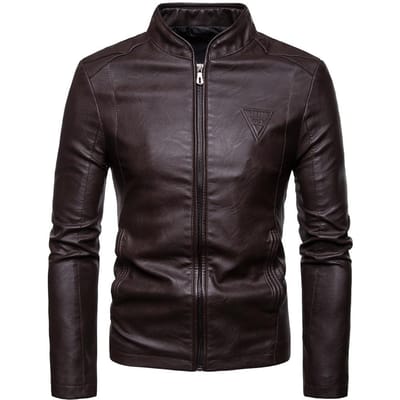Herfst en Winter Nieuwe Mannen Koreaanse Mode Staande Kraag Jas Leren Jas 4XL gray