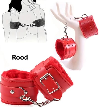 Pluche BDSM Handboeien I Erotische PU Leren Handboeien I Eotische Speelplezier I Verstelbaar I Bondage I Rood
