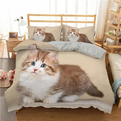 Schattige Huisdier Katten 3D Geprinte Beddengoed Collectie Huis Decoratie Plaid Polyester Dieren Beddengoed Zacht Schattig Dekbedovertrek Met Kussensloop 140x200cm 3pcs