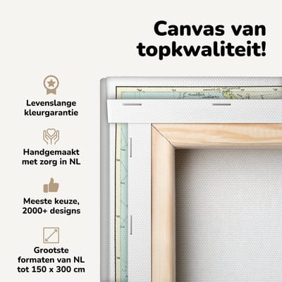 Canvas schilderij 40x30 cm - Wanddecoratie Klassieke wereldkaart Azië - Muurdecoratie woonkamer - Slaapkamer decoratie - Kamer accessoires - Schilderijen op canvas
