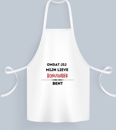 Akyol - omdat jij mijn lieve bonusvader bent Keukenschort - Vader - de liefste bonusvader - vader cadeautjes - vaderdag - verjaardag - geschenk - kado - 82 bij 71 cm