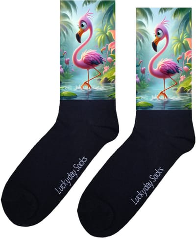 Flamingo - Opkikker - Verjaardag cadeau - Grappige sokken - Leuke sokken - Hem haar sokken - Vrolijke sokken - Vogel - Moederdag - Vaderdag - Tropen - Vakantie - Beterschap - Grappig cadeau - Kerst sokken - Sint cadeau - Socks maken Happy - 37-44