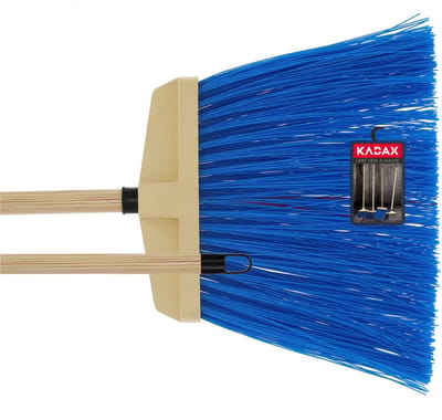 KADAX bezem voor het vegen van wegen en trottoirs, tuinbezem met steel van hout, straatbezem van nylon, industriële bezem voor trottoirs (blauw)