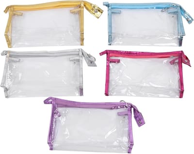 Draagbare Transparante Cosmetica Tas - Waterdichte Makeup en Toilettas voor Badkamer, Set van 5 Stuks, Ideaal voor Reizen en Organisatie