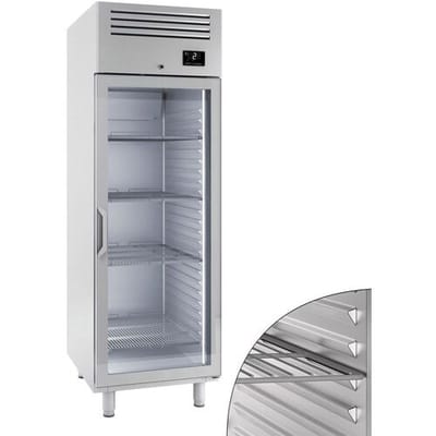 GGM Gastro Kühlschrank Edelstahl Premium PLUS - GN 2/1 - 560 Liter - mit 1 Glastür Zilver