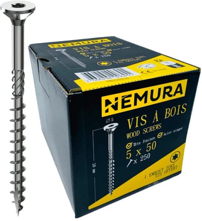 250 Houtschroeven 5x50mm Verzinkt Staal Verzonken Kop Torx voor Spaanplaat & Multiplex