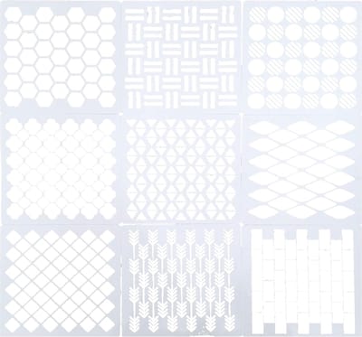 MGM Trading CDIYTOOL 9 Pack Geometrische Sjablonen voor Creatieve DIY Kunstprojecten op Muren, Meubels, Vloeren, Tegels, Stof en Hout - Herbruikbare Sjabloon voor Huisdecoratie, 7,9 Inch