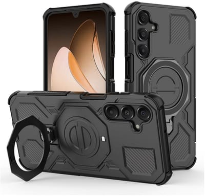 Hoesje geschikt voor Samsung Galaxy A16 | Compatibel met MagSafe / Qi2 | 360° Draaibare Magnetische Standaard | Back Cover Kickstand Ring | Zwart