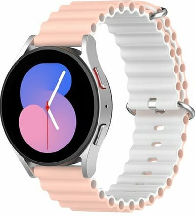 By Qubix - 20mm - Ocean Style bandje - Lichtroze / wit - Geschikt voor Huawei watch GT 2 (42mm) - Huawei watch GT 3 (42mm) - Huawei watch GT 3 Pro (43mm)