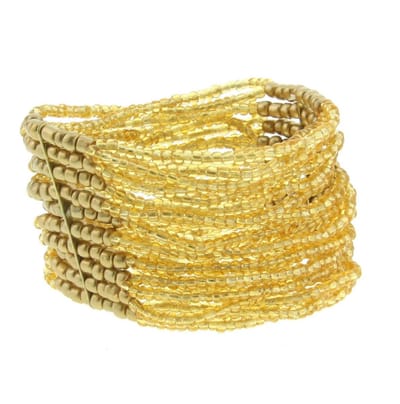 Behave - elastische armband - goudkleur kralen - zomerse festivalstijl