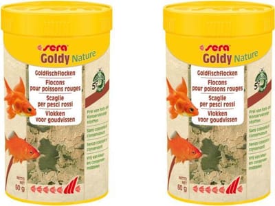 Sera goldy nature 100 ml per 2 potjes voor kleine koudwatervissen zonder bewaarmiddeen