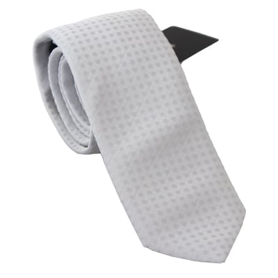 Dolce & Gabbana Wit Gedessineerde Klassieke Heren Slim Stropdas