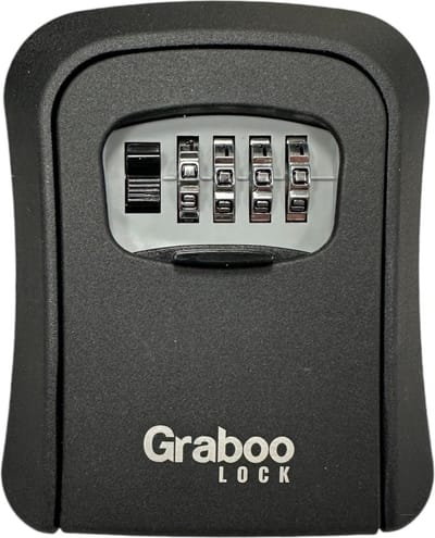 Graboo® LOCK Sleutelkluis - Sleutelkast - Sleutelkluisje met Cijferslot Code voor Buiten - Waterdicht Sleutelkluis - Zwart