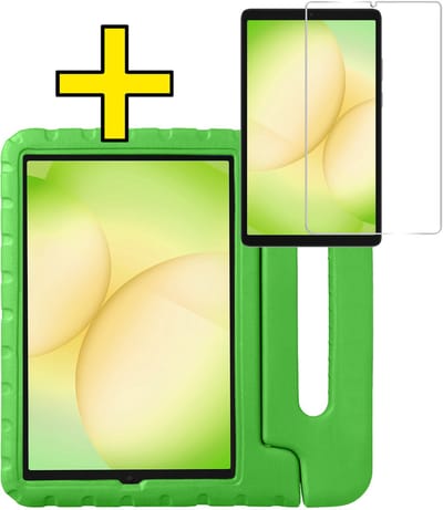 Hoes - Geschikt voor Samsung Galaxy Tab A11 - Met Screenprotector - Kinderhoes Shockproof Bumper - Kidsproof Case - Tablet Hoesje - Kinder Hoesje Cover - Groen