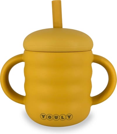 Youly® Bubble Rietjesbeker – Anti-Lek Drinkbeker – Siliconen Drinkbeker voor Kinderen – BPA-vrij – Antislip – Vaatwasserbestendig – Geel – 160 ml