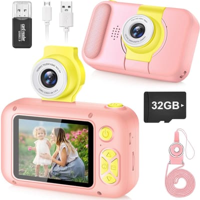 Kindercamera met IPS-scherm - HD Kinder Fotocamera voor Verjaardagscadeau - Draagbare Vlog Camera voor Jonge Studenten