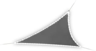 Perel Schaduwdoek met 107 leds, waterafstotend, 3.6 x 3.6 x 3.6 m, 160 g/m², IP44, zonne-energie, polyester, driehoek, antraciet