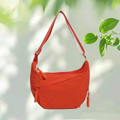 Lichtgewicht Grote Capaciteit Effen Kleur Crossbody Tas met Rits, Duurzame Polyester Schoudertas voor Dagelijks Gebruik, Schoudertas Minimalistische Tas mandarijn