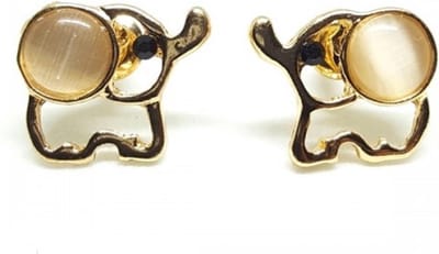 Schattige Olifant Oorbellen – knopjes – Oorknopjes Goudkleurig – Roze Steen – Cadeauverpakking Rhylane