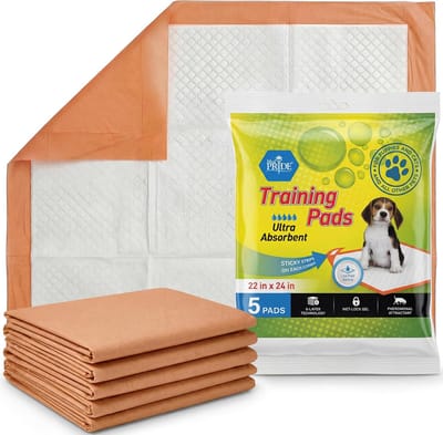 Trainingspads Honden - Puppy Plas Pads - Zindelijkheidstraining - 6-Laags Absorptie - Pakket van 5 - Perzik