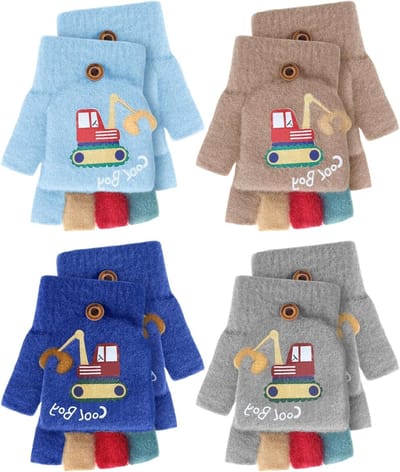 4 Paar Winterwantjes met Ventiel voor Kinderen - Vingerloze Handschoenen voor Peuters van 3-10 Jaar, Ideaal voor Buitenactiviteiten en Koude Dagen