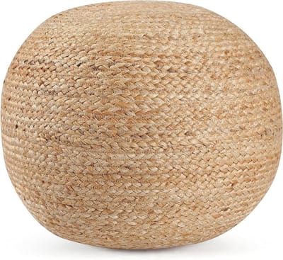 Stro Poef - Vloerkussen Zetel - Meditatie Zitten - Handgeweven Natuurlijk - 40x30cm - Beige