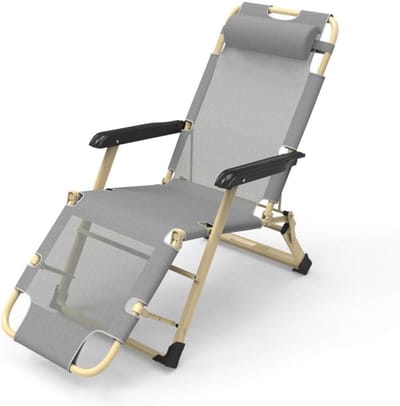 Tuinstoel Klapstoel - Lounge stoel - Ontspannen Buiten - Verstelbare Rugleuning - 178 cm Lengte - Grijs