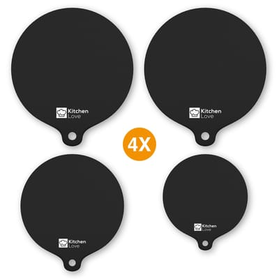 KitchenLove Inductie Beschermer - Matjes Rond - Panbeschermers voor Kookplaat - 4 Stuks - Hittebestendig tot 280°C - Siliconen Mat - Zwart