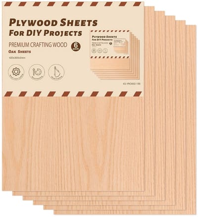 6x Blank Houten Platen Set - Onbehandeld Multiplex voor Knutselen, Schilderen & Modelbouw - 42x30.5x0.3 cm