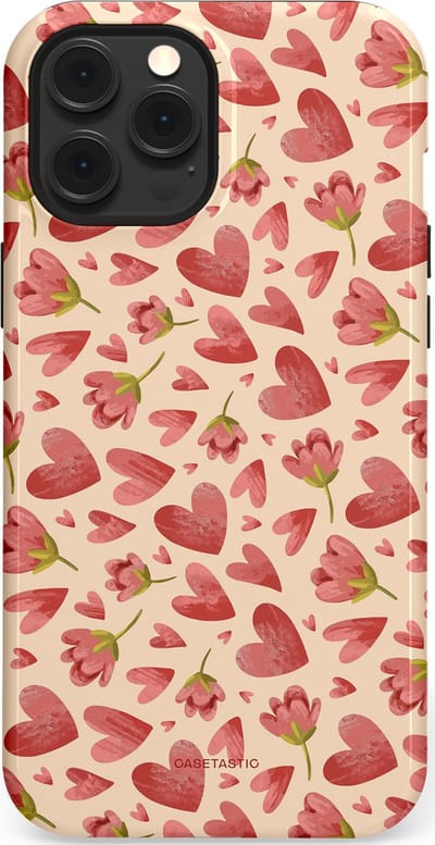 Casetastic Hoesje Geschikt voor Apple iPhone 12 Pro Max Magsafe - Stijlvolle Beschermende Duo-layer Case - Verbonden Hartjes