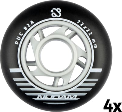 Nijdam Inline Skate Wielen Set - 72x24 mm - 4st - Black/Zwart