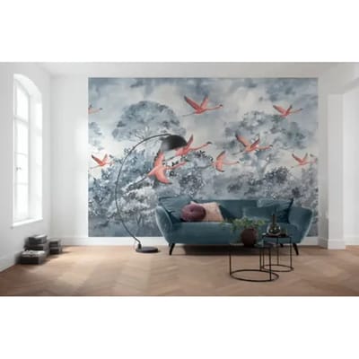 Fotobehang Flamingos In The Sky - Meerkleurig - 2,80m X 400cm