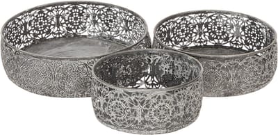 Decoratieve metalen schaal, grijs en wit patroon, Ø16/19,5/23,5 cm, se