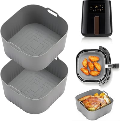 Siliconen Bakvormen voor Airfryer - 2 Stuks Herbruikbare Bakaccessoires, Perfect voor Gezond Koken en Bakken