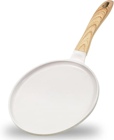 Famanu – Pannenkoekenpan 24 cm met granietlook antiaanbaklaag bakelieten handvat inductiegeschikt en PFOA-vrij