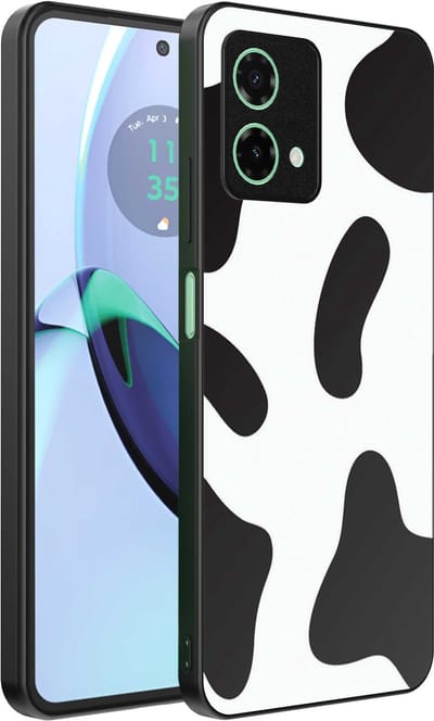Geschikt voor Motorola Moto G84 Telefoonhoesje met Koeienvlekken Opdruk - TPU Backcover Case With Cow Patches Design - Smartphonica geschikt voor Motorola Moto G84