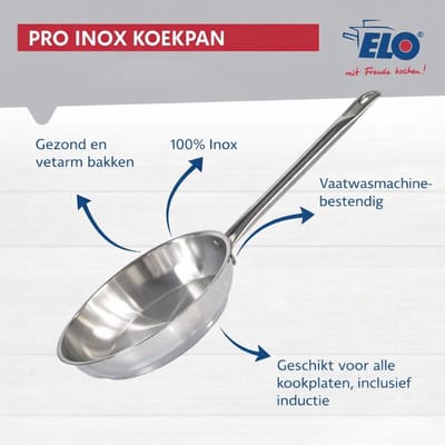 Set van 3 Koekenpannen 24, 28 en 32 cm en 1 braadpan 14 cm Elo Profi Brillant