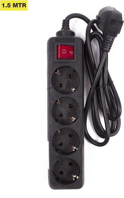 Benson Tafelcontactdoos - 4 contactpunten - schakelaar en overspanningsbeveiliging - 1,5 meter - zwart - 2500W