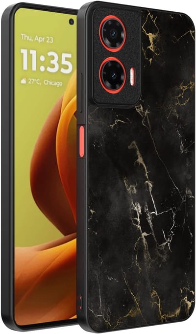 Smartphonica Telefoonhoesje Geschikt voor Motorola Moto G85 / Motorola Edge 50 Fusion met marmer opdruk - TPU backcover case black marble design - Zwart geschikt voor Motorola Edge 50 Fusion;Motorola Moto G85