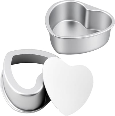 2 Pack 6" Hartvormige Taartvormen met Losse Basis - Diepe Anti-aanbak Aluminium Taartvormen voor Perfecte Taarten en Gebak
