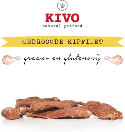 Kivo Petfood Hondensnack Gedroogde Kipfilet 300 gram - Graanvrij en Glutenvrij