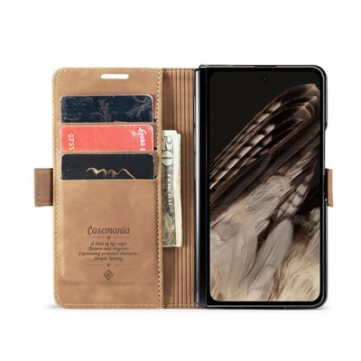 Casemania Hoesje Geschikt voor Google Pixel 9 Pro Fold - Sienna Brown - Portemonnee Book Case
