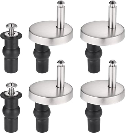 6-delige Universele Toiletbril Bevestigingsset met Snelle Ontgrendeling en RVS Schroeven voor WC met Blinde Gaten (Diameter 45mm)