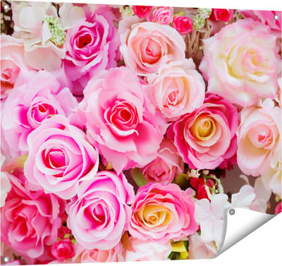Gards Tuinposter Roze Rozen Achtergrond - Bloemen - 100x80 cm - Tuindoek - Tuindecoratie - Wanddecoratie buiten - Tuinschilderij