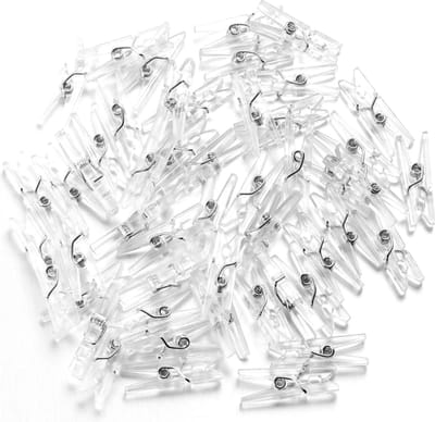 FSW-Products - Kleine Mini Knijpers - 50 STUKS - Transparant - Knijpertjes - Fotoknijpers - Geboorte Wasknijpers - 2.5 CM - Kaartknijpers - Foto knijpers - Knijper om foto's aan op te hangen - Wasknijpers - Kerstkaart hangers - Polaroid - Decoratie