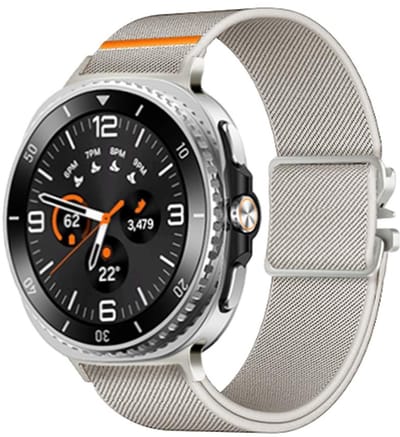 Nylon bandje - geschikt voor Samsung Galaxy Watch 8 (40mm) / Galaxy Watch 8 (44mm) / Galaxy Watch 8 Classic - parachute sluiting - beige