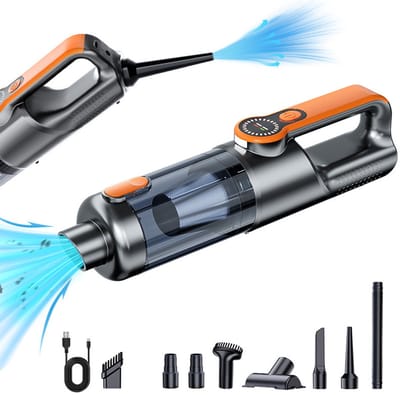 Draadloze handstofzuiger, krachtige draadloze stofzuiger, stofvrij met één knop, auto-stofzuiger, multifunctionele mini auto-stofzuiger, draagbare stofzuiger, zilvergrijs